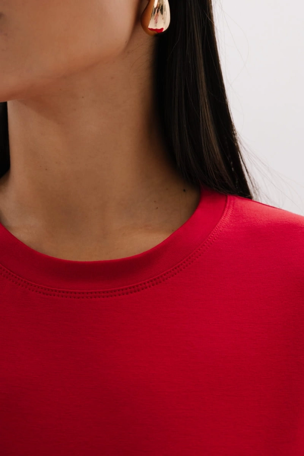 T-shirt Natural O-neck bawełniany, czerwony