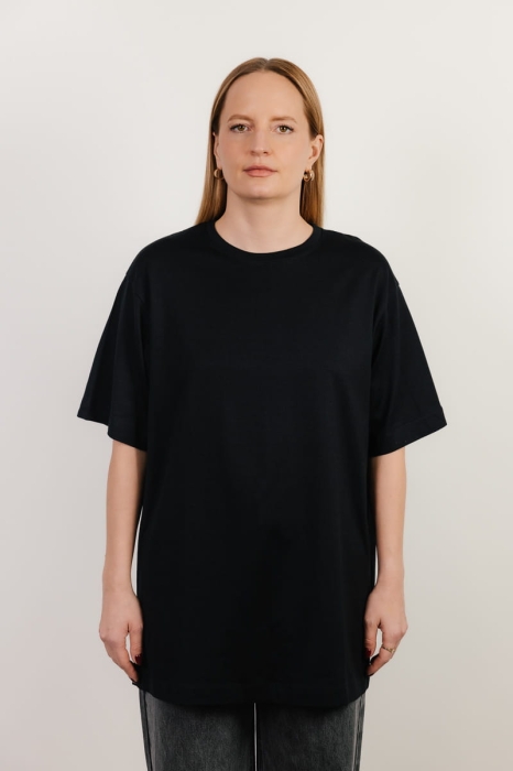 T-shirt oversize Breeze bawełna z algami, czarny