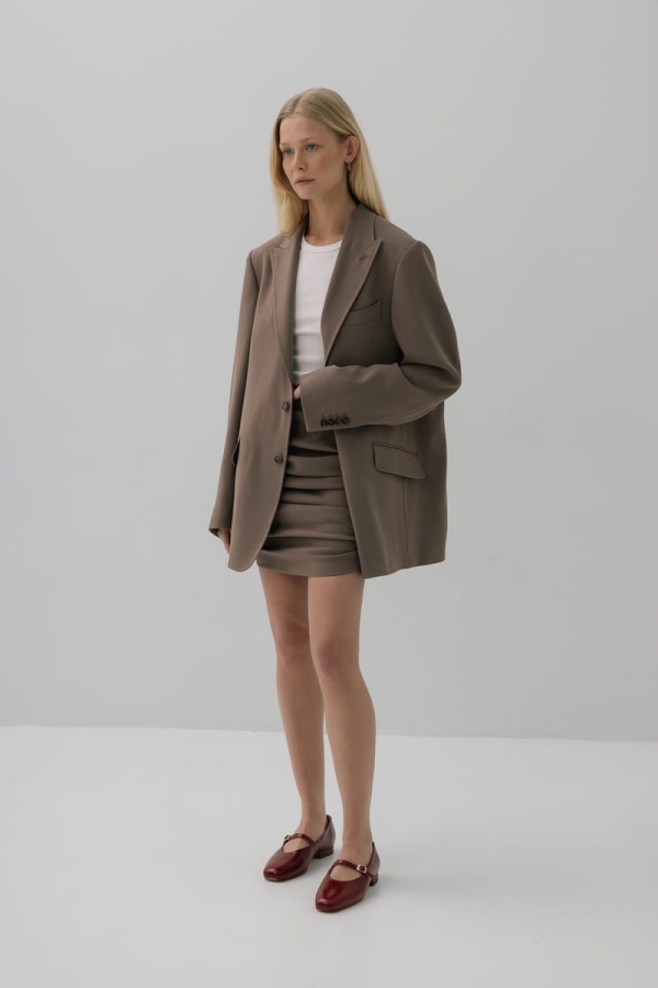 Marynarka wełniana oversize Main, taupe