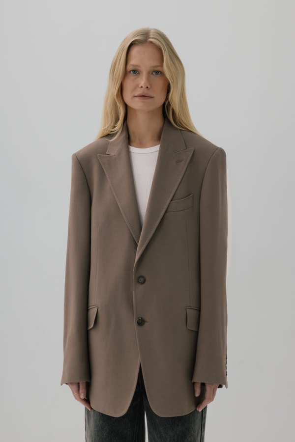 Marynarka wełniana oversize Main, taupe