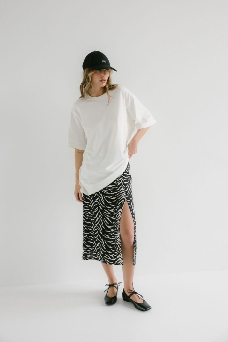 Spódnica Leonie wiskoza z lnem, zebra