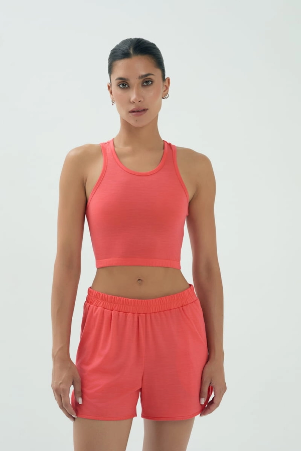 Top sportowy LiteRun, wełna merino, peach pink