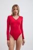 Body bawełniane Soul z marszczeniem, czerwone
