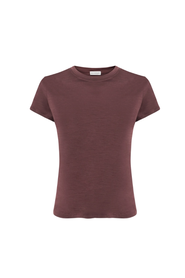 T-shirt Shape, wełna merino, brązowy